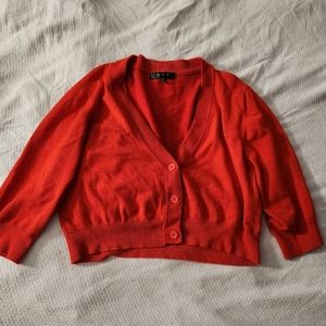 Red cropped cardigan